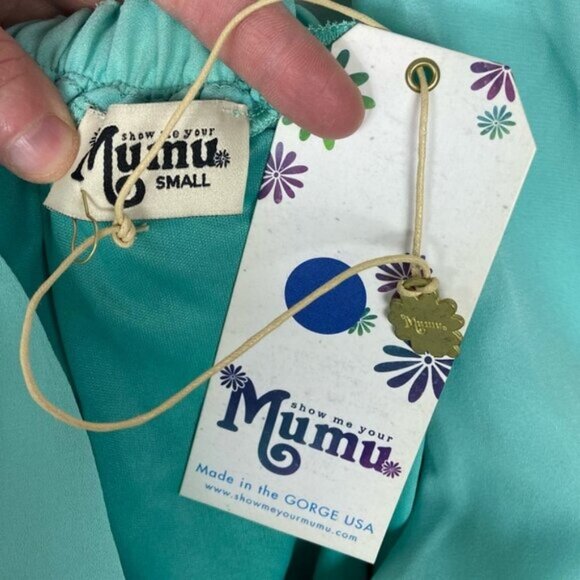 NWT Show Me Your Mumu Luna Halter Maxi Dress Teal Blue Size Small New Tags Boho - Picture 3 of 11